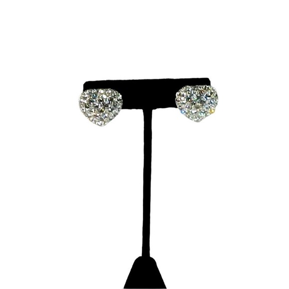 Charmelle Crystal Rhinestone Heart Stud Pierced Earrings - Picture 8 of 8